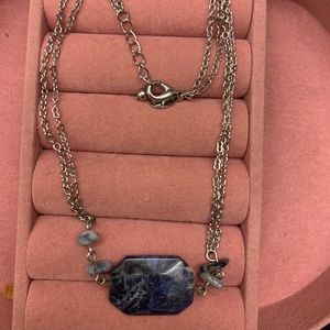 Express Blue gemstone and silver costume necklace